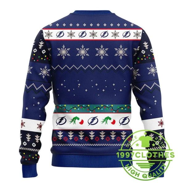 Tampa Bay Lightning Grinch Ugly Christmas Sweater, Tampa Bay Lightning Ugly Sweater, NHL Ugly Sweater