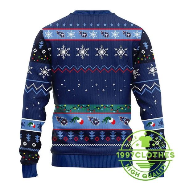 Tennessee Titans 12 Grinch Xmas Day Ugly Christmas Sweater, Tennessee Titans Ugly Sweater, NFL Ugly Sweater