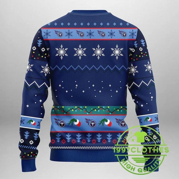 Tennessee Titans Grinch Ugly Christmas Sweater, Tennessee Titans Ugly Sweater, NFL Ugly Sweater