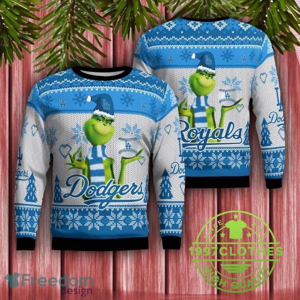 The Grinch Los Angeles Dodgers Ugly Christmas Sweater, Los Angeles Dodgers Ugly Christmas Sweater, MLB Christmas Sweater