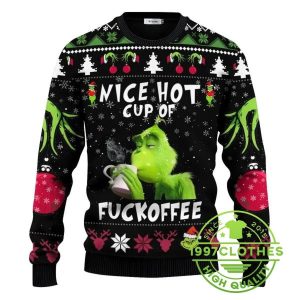 The Grinch Nice Hot Cup Of Christmas Grinch Ugly Christmas Sweater 1