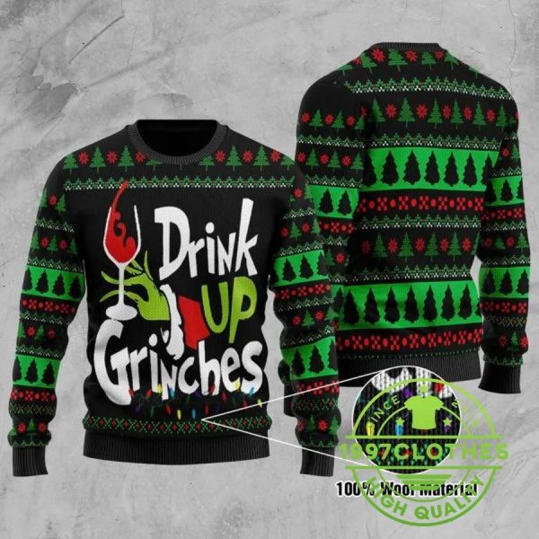 The Grinch Xmas Drink Up Grinches Ugly Christmas Sweater, Christmas Grinch Sweater, Grinch Holiday Sweater