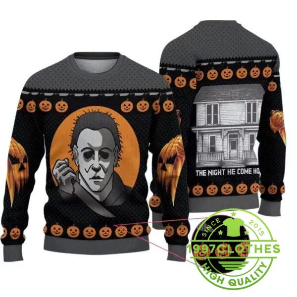 The Night He Come Home Ugly Sweater, Halloween Christmas Sweater