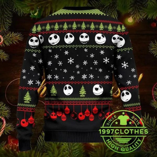 The Nightmare Before Christmas Jack Skellington Funny Ugly Christmas Sweater, Jack Skellington Ugly Sweater