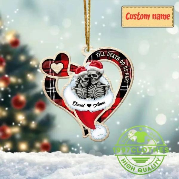 Till Death Do Us Part Christmas Skull Custom Ornament, Custom Christmas Ornament, Skull Christmas Decorations