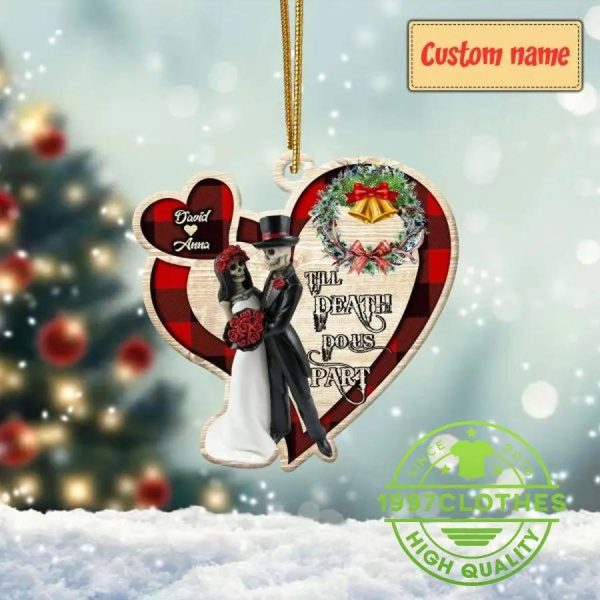 Till Death Do Us Part Wedding Skull Custom Ornament, Custom Christmas Ornament, Skull Christmas Decorations