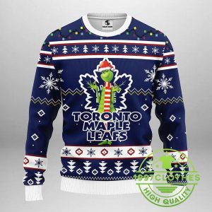 Toronto Maple Leafs Funny Grinch Ugly Christmas Sweater 1