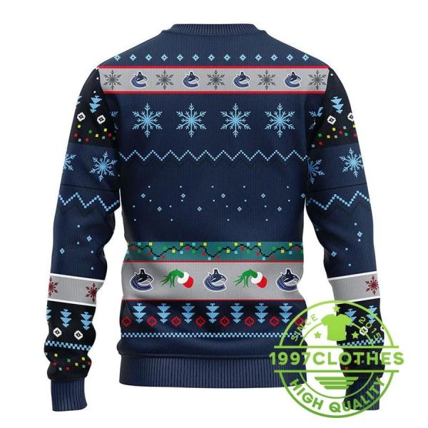 Vancouver Canucks Grinch Ugly Christmas Sweater, Vancouver Canucks Ugly Sweater, NHL Ugly Sweater