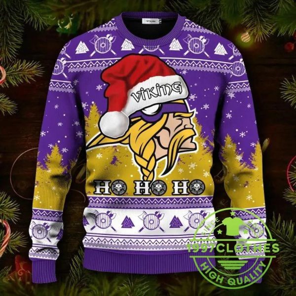 Viking Santa Hohoho Ugly Christmas Sweater, Viking Ugly Sweater