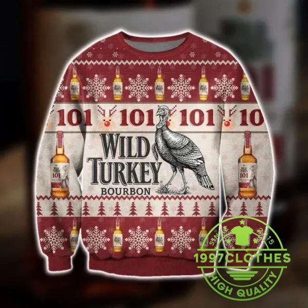 Wild Turkey Bourbon Whiskey Ugly Christmas Sweater, Beer Ugly Sweater