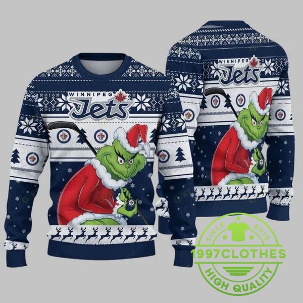 Winnipeg Jets Grinch Stolen Christmas Ugly Sweater, Winnipeg Jets Ugly Sweater, NHL Ugly Sweater