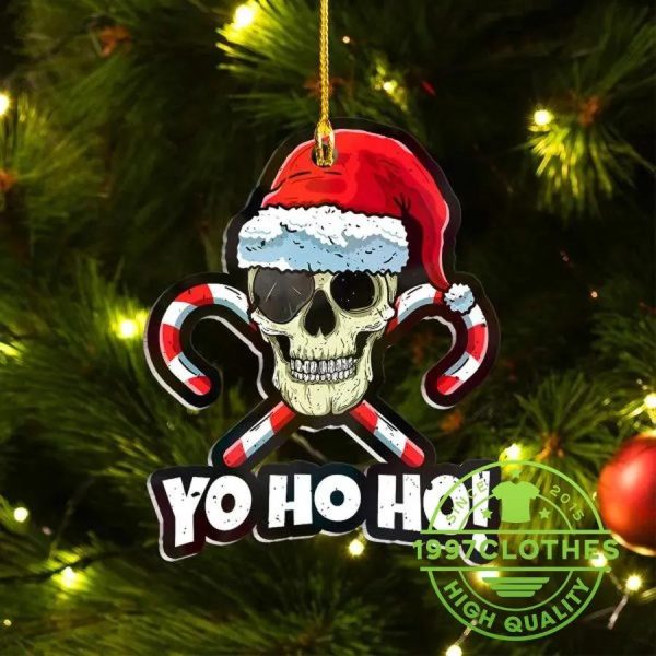 YO HO HO Santa Skull Christmas Ornament, Skull Christmas Decorations