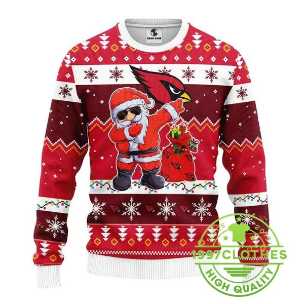 Arizona Cardinals NFL Dabbing Santa Claus Ugly Christmas Sweater, Arizona Cardinals Ugly Sweater, NFL Ugly Sweater