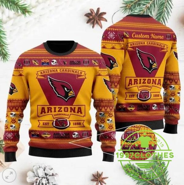 Arizona Cardinals Personalized Ugly Christmas Sweater, Arizona Cardinals Ugly Sweater, NFL Ugly Sweater