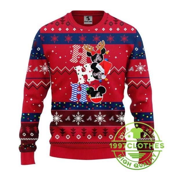 Atlanta Braves Hohoho Ugly Christmas Sweater, Atlanta Braves Ugly Sweater, MLB Christmas Sweater