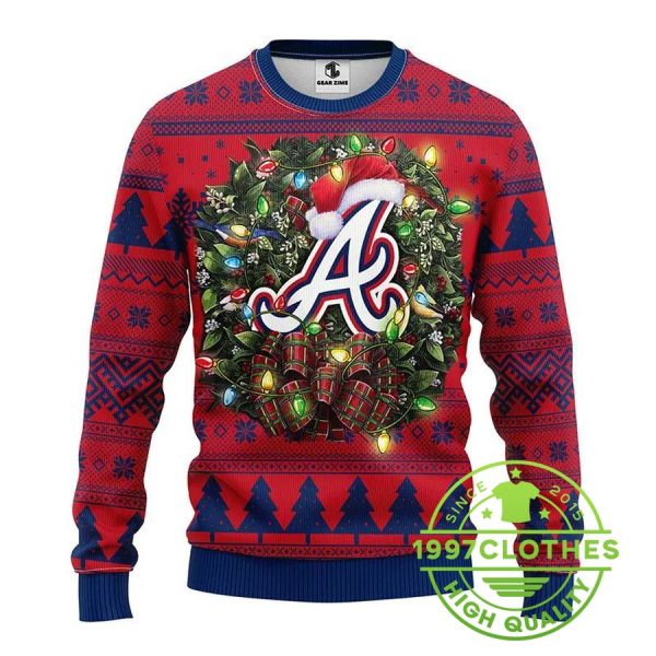 Atlanta Braves Ugly Sweater Party Ugly Sweater Ideas, Atlanta Braves Ugly Sweater, MLB Christmas Sweater