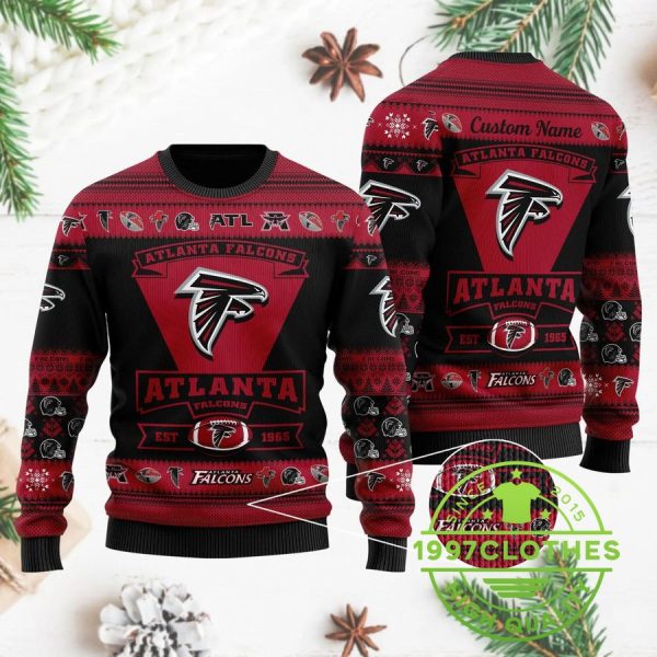 Atlanta Falcons EST 1965 Custom Ugly Christmas Sweater, Atlanta Falcons Ugly Sweater, NFL Ugly Sweater