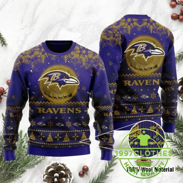 Baltimore Ravens NFL Ugly Christmas Sweater, Baltimore Ravens Ugly Sweater, NFL Ugly Sweater