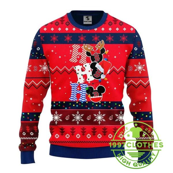 Boston Red Sox Hohoho Ugly Christmas Sweater, Boston Red Sox Ugly Sweater, MLB Christmas Sweater