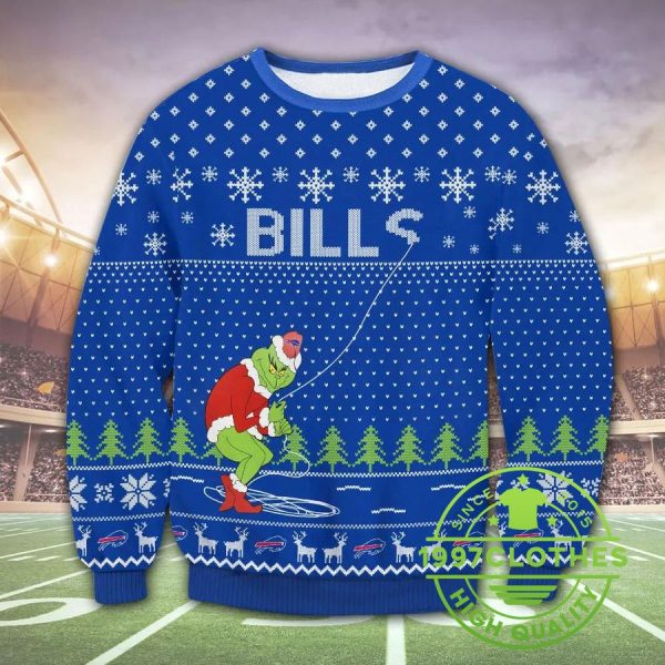 Buffalo Bills Grinch Ugly Christmas Sweater, Buffalo Bills Ugly Sweater, NFL Ugly Sweater