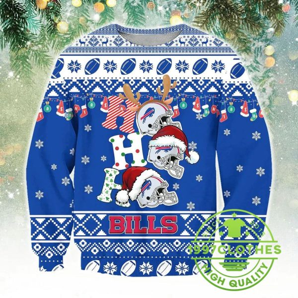 Buffalo Bills Hohoho Ugly Christmas Sweater, Buffalo Bills Ugly Sweater, NFL Ugly Sweater