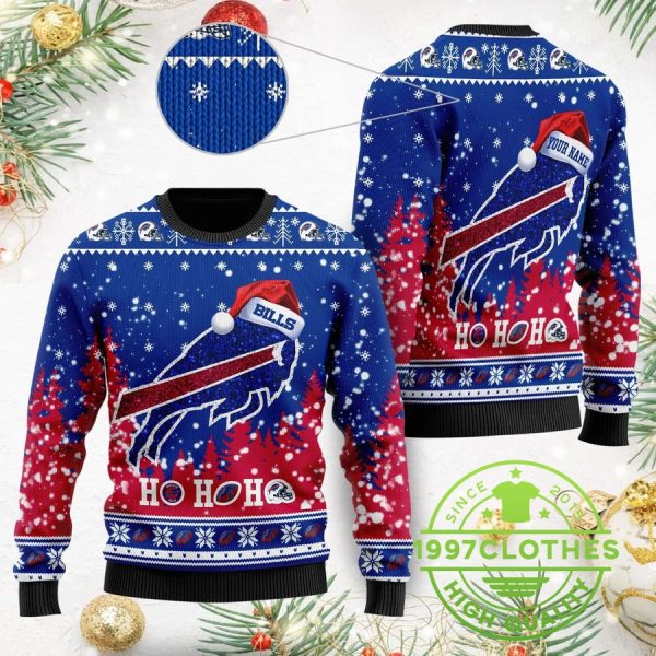 Buffalo Bills Santa Custom Ugly Christmas Sweater, Buffalo Bills Ugly Sweater, NFL Ugly Sweater