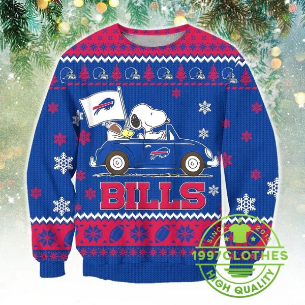 Buffalo Bills Snoopy Ugly Christmas Sweater, Buffalo Bills Ugly Sweater, NFL Ugly Sweater