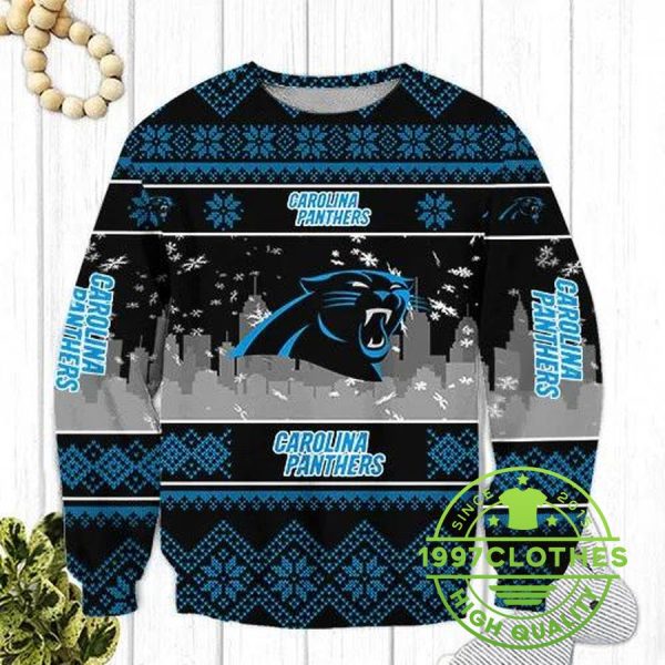 Carolina Panthers Ugly Christmas Sweater, Carolina Panthers Ugly Sweater, NFL Ugly Sweater