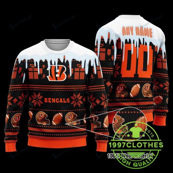 Cincinnati Bengals Personalized Ugly Sweater, Cincinnati Bengals Ugly Sweater, NFL Ugly Sweater