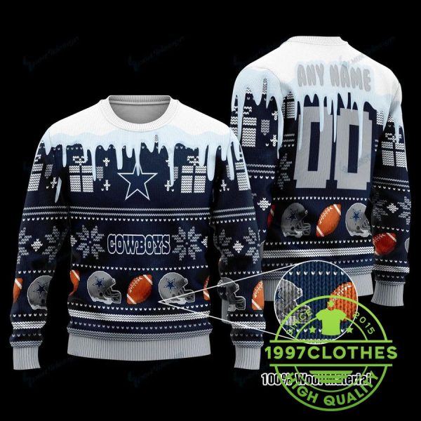 Dallas Cowboys Custom Christmas Ugly Sweater, Dallas Cowboys Ugly Sweater, NFL Ugly Sweater