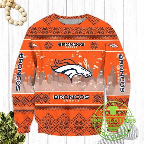 Denver Broncos Ugly Holiday Sweater, Denver Broncos Ugly Sweater, NFL Ugly Sweater