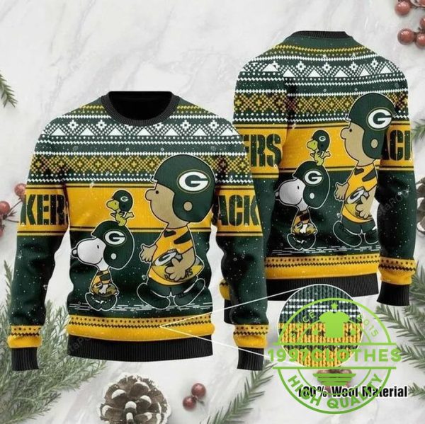 Green Bay Packers Snoopy Ugly Christmas Sweater, Green Bay Packers Ugly Sweater, NFL Ugly Sweater