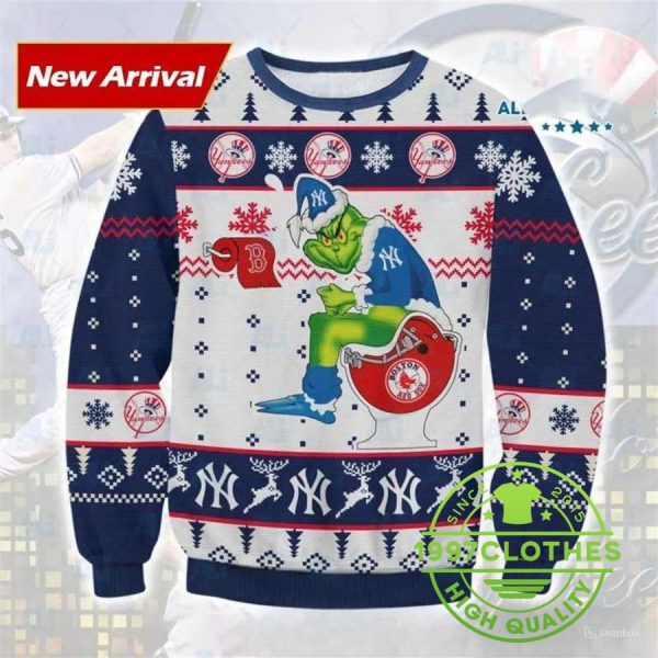 Grinch New York Yankees Ugly Christmas Sweater, New York Yankees Ugly Sweater, MLB Christmas Sweater