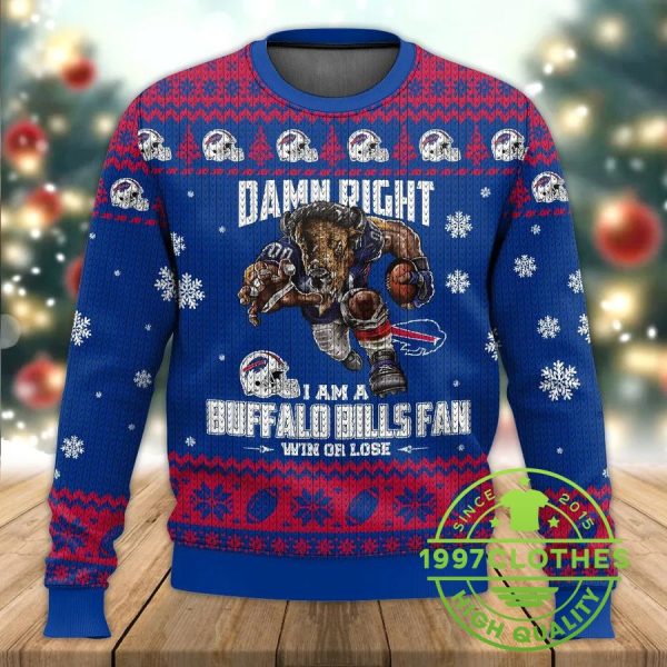 I Am A Buffalo Bills Fan Ugly Christmas Sweater, Buffalo Bills Ugly Sweater, NFL Ugly Sweater