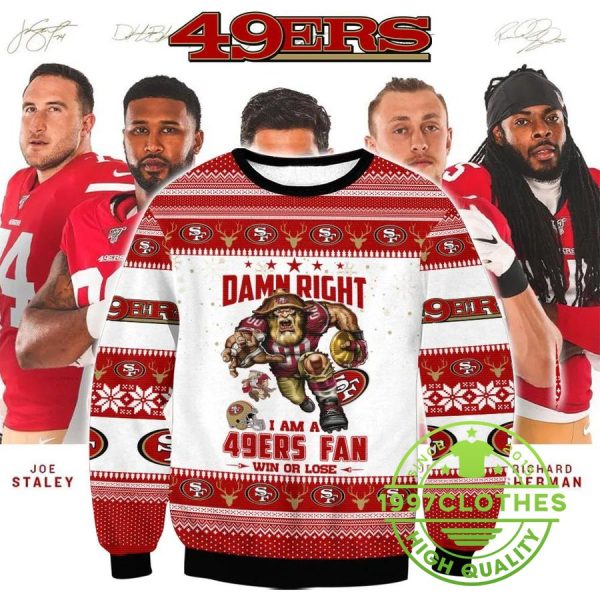 I Am San Francisco 49Ers Fan Ugly Christmas Sweater, San Francisco 49ers Ugly Sweater, NFL Ugly Sweater