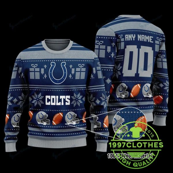 Indianapolis Colts Customs Ugly Christmas Sweater, Indianapolis Colts Ugly Sweater, NFL Ugly Sweater