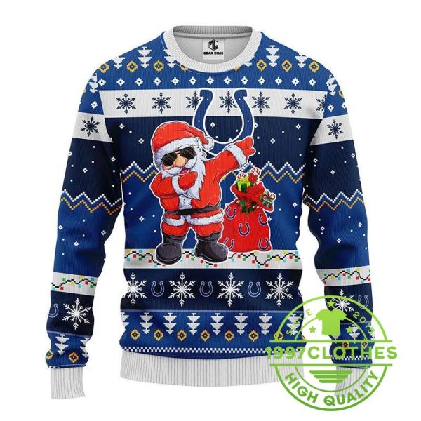 Indianapolis Colts Dabbing Santa Claus Ugly Christmas Sweater, Indianapolis Colts Ugly Sweater, NFL Ugly Sweater