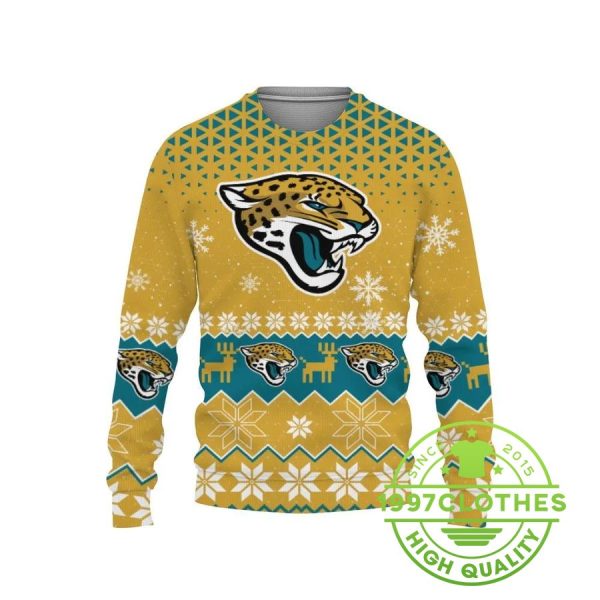 Jacksonville Jaguars Big Logo Ugly Christmas Sweater, Jacksonville Jaguars Ugly Sweater, NFL Ugly Sweater