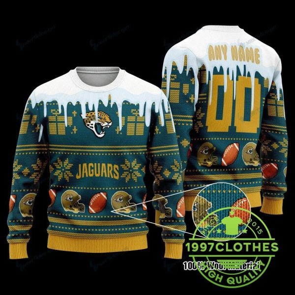 Jacksonville Jaguars Personalized Ugly Christmas Sweater, Jacksonville Jaguars Ugly Sweater, NFL Ugly Sweater