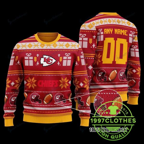 Kansas City Chiefs Customs Ugly Christmas Sweater, Kansas City Chiefs Ugly Sweater, NFL Ugly Sweater