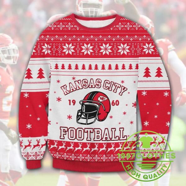 Kansas City Chiefs Football Ugly Christmas Sweater, Kansas City Chiefs Ugly Sweater, NFL Ugly Sweater