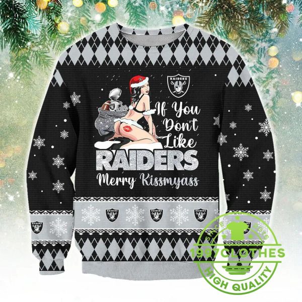 Las Vegas Raiders Kissmyass Ugly Sweater, Las Vegas Raiders Ugly Sweater, NFL Ugly Sweater