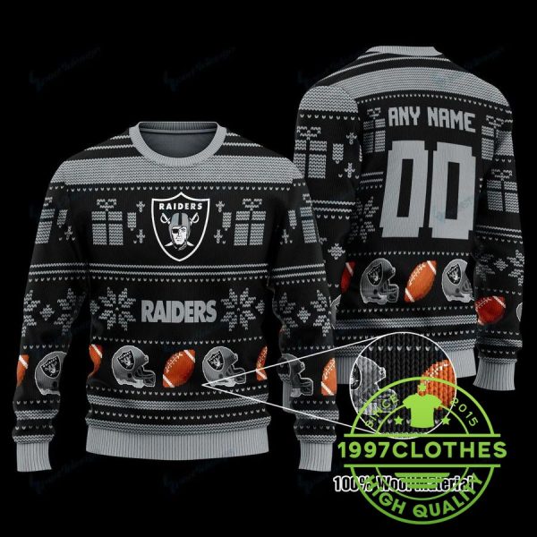 Las Vegas Raiders Personalized Ugly Christmas Sweater, Las Vegas Raiders Ugly Sweater, NFL Ugly Sweater