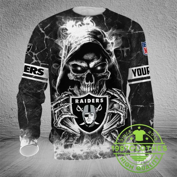 Las Vegas Raiders Skull Personalized Ugly Christmas Sweater, Las Vegas Raiders Ugly Sweater, NFL Ugly Sweater