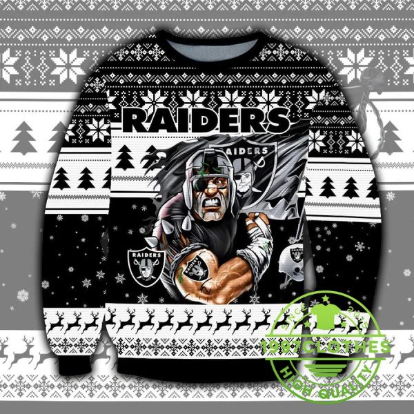 Las Vegas Raiders Ugly Christmas Sweater, Las Vegas Raiders Ugly Sweater, NFL Ugly Sweater