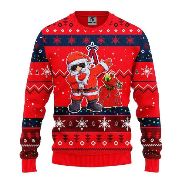 Los Angeles Angels Dabbing Santa Claus Ugly Christmas Sweater, Los Angeles Angels Ugly Christmas Sweater, MLB Christmas Sweater