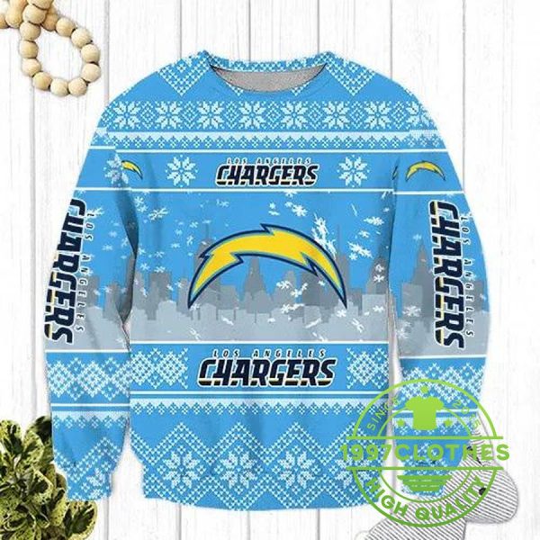 Los Angeles Chargers Christmas Sweater, Los Angeles Chargers Ugly Sweater, NFL Ugly Sweater