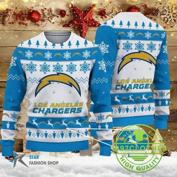 Los Angeles Chargers Ugly Christmas Sweater, Los Angeles Chargers Ugly Sweater, NFL Ugly Sweater