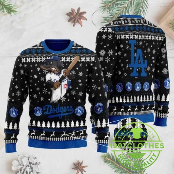 Los Angeles Dodgers Mascot Ugly Christmas Sweater, Los Angeles Dodgers Ugly Christmas Sweater, MLB Christmas Sweater