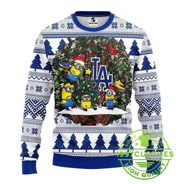 Los Angeles Dodgers Minion Ugly Christmas Sweater, Los Angeles Dodgers Ugly Christmas Sweater, MLB Christmas Sweater